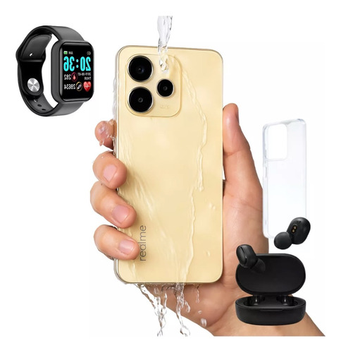 Realme C61 Nfc 256 Gb 8 Gb Ram+ Fone Bluetooth + Relogio Dourado