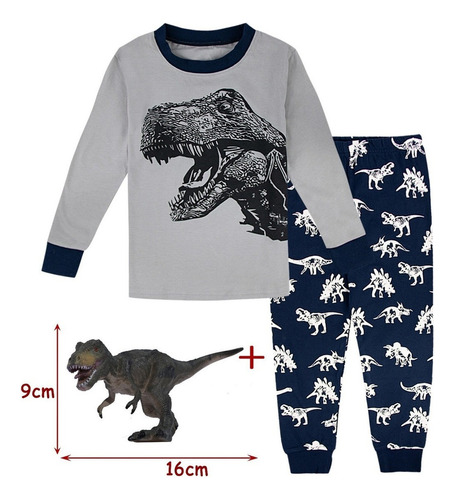 Niños Niño Dinosaurio Pijamas Conjunto Con Juguete De Mangas