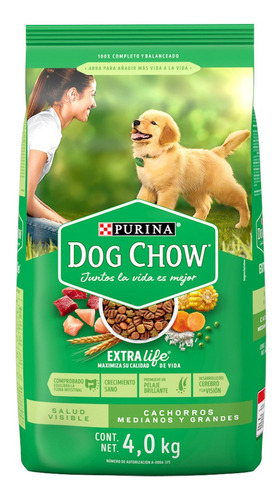 Imagen 1 de 1 de Dog Chow Extra Life Cachorro Raza Mediana Grande 4kg