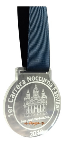 Medalla Acrílico Transparente 3mm 15pzs Sin Liston