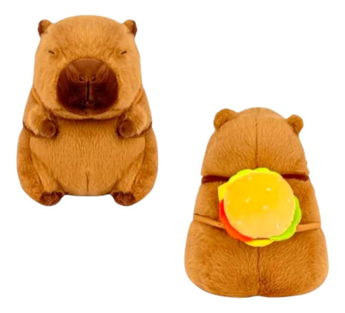 Peluche Capibara 45 Cm Con Manta 150 Cm X110 Cm Mochila Hamburguesa