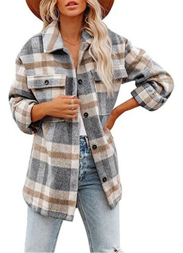 Nuevo Chaqueta De Abrigo Con Botones Y Camisa De Franela A
