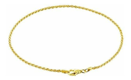 14k Gold Over Sterling Silver Vermeil 1.5mm Rope Foot Chain 