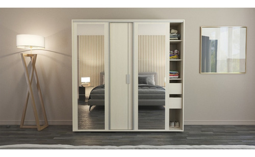 Ropero Placard Con Espejo- 4 Ptas, 2 Caj- Dle 355- 180 X 182