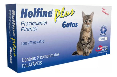 Vermífugo Helfine Plus Gatos 2 Comprimidos Praziquantel Cat