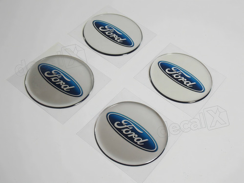 Kit Adesivos Emblema Resinado Roda Compatível Ford 68mm Cl5 Cor CROMADO