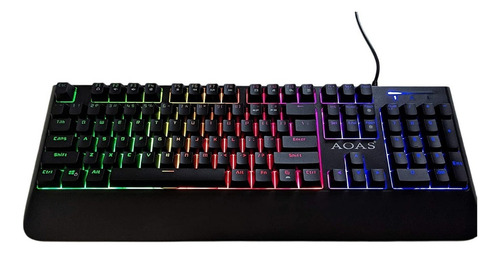 Teclado mecánico LED para jugadores Abnt Light con soporte para luces USB, teclado Abnt, color negro