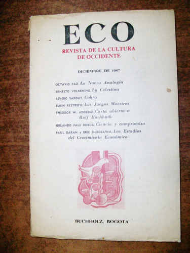 Eco Revista - Dic 1967 - Octavio Paz, Sarduy, Adorno