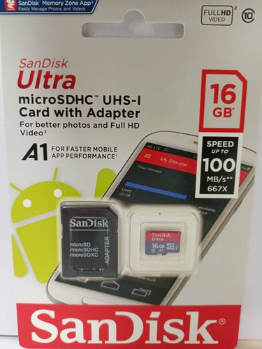 Imagen 1 de 3 de Memoria Micro Sd Hc Sandisk 16gb Ultra Con Card With Adapter