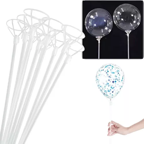 Palos de globos, 50 piezas de 32 cm de plástico grueso blanco lechoso  soportes de palos de globos co Sincero Hogar