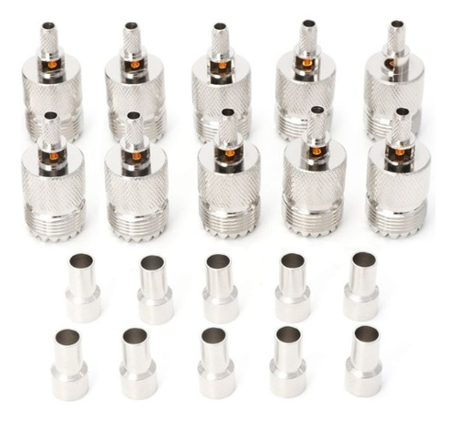 10 Pcs Uhf Female Jack So239 Crimped Rf Connector For 2.5mm&