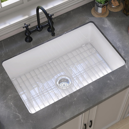 Fregadero De Cocina Empotrado Blanco Con Soporte Refractario