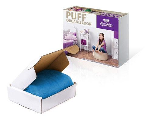 Imagem 5 de 6 de Puff Organizador Infantil Para Bichos De Pelúcia Azul Claro