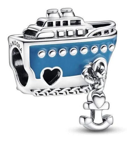 Charm Pandora Original Modelo Barco Crucero Azul Plata S925 