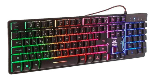 Teclado gamer Knup KP-TM009 QWERTY português Brasil cor preto com luz RGB