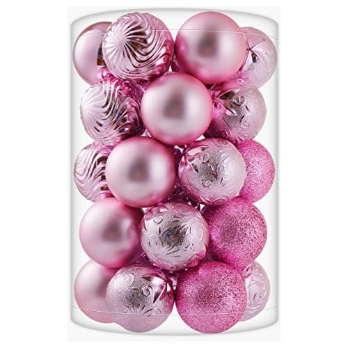 Conjunto De 34 Bolas De Navidad Color Rosa, Adornos De ...