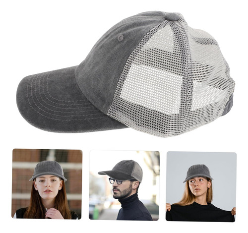 Gorra Béisbol Malla Transpirable Unisex - Ajustable, Gris