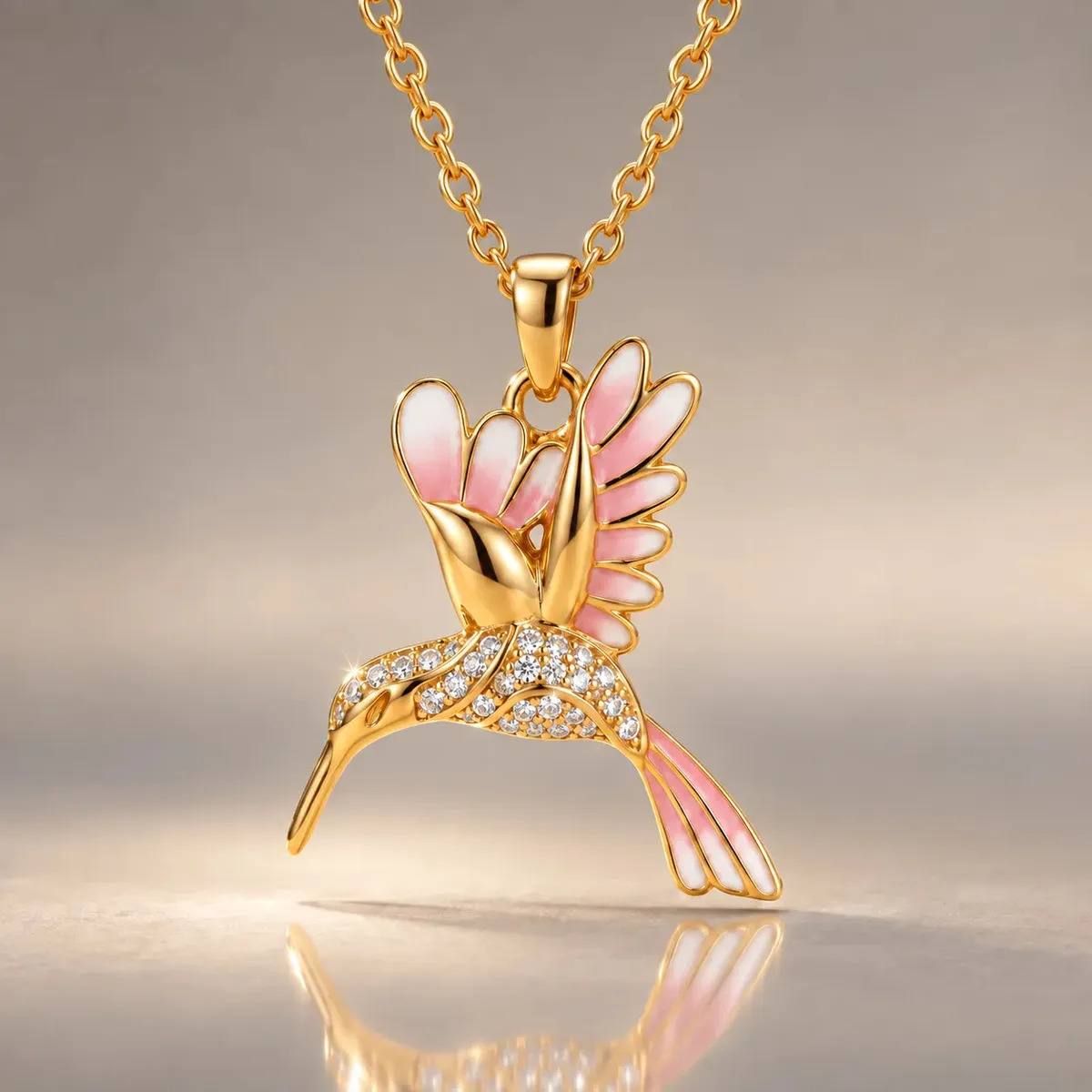 Cadena Y Dije Colibrí Picaflor Oro 18k Mujer Regalo Oro