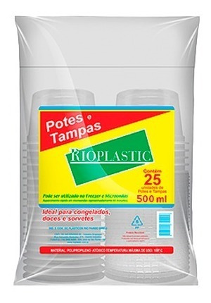 Imagem 4 de 5 de Pote Descartável Redondo C/ Tampa Transparente 500ml - 25un