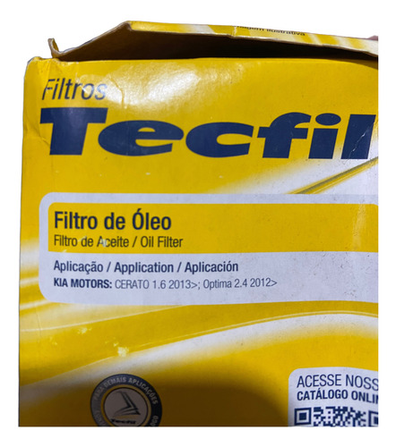 Filtro De Óleo Cerato 1.6 Após 2013 Optima 2.4 Após 2013