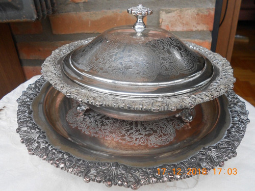 Antigua Guisera Inglesa Con Fuente Baño De Plata Sheffield