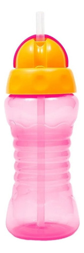 Garrafinha Fresh Copo Com Canudo De Silicone 300ml Buba Rosa