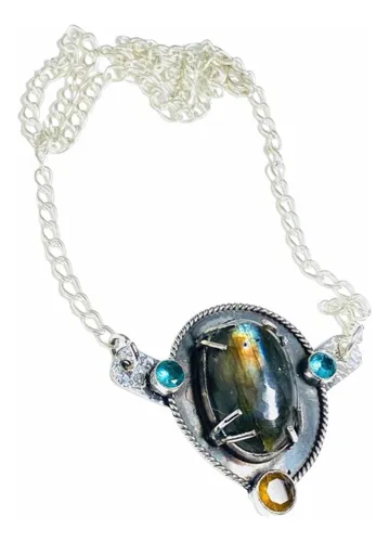 comprar Collar Colgante Plata India Labradorita Topacio Y Citrino Na