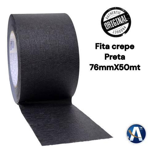 Fita Crepe Preta 720 Profissional 76mmx50m