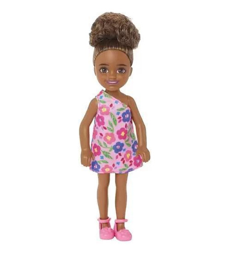 Boneca Chelsea 14cm Negra Vestido Floral Hgt07