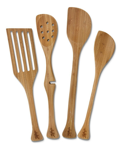 Lefty Utensilio Cocina (madera Bambu Herramienta Set Para 4