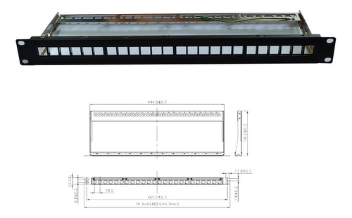 Patch Panel 24 Puertos Modular  Para 5e/6 /6a Vacio Blindado