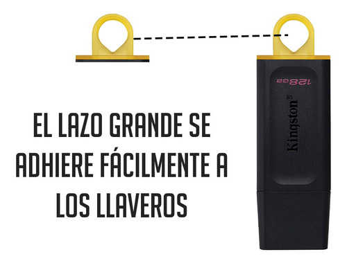 Memoria Usb Kingston Technology Datatraveler Exodia 128 Gb 3.2 Gen 1 Factor De Forma Tapa Color Negro Amarillo Dtx/128gb