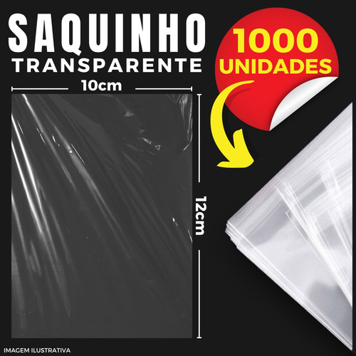 Saco Saquinho Transparente 10x12 cm 0,05mm Pp - 1000 Unidades