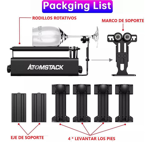 Atomstack A20 Pro 20w Grabador Láser Y R3 Pro 360° Rodillos