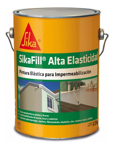 Sikafill Alta Elasticidad Pintura Impermeable Gris 3 Kg Sika