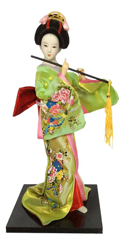 Estatuilla De Dama Geisha Japonesa De 12 Verde Fluorescente