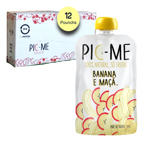 Pic-me Banana E Maçã Pouch 100g (12 Unidades)