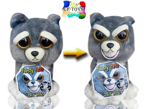 Peluche Mascota Perro Lobo Gris Sonrisa Feisty Pets Cf