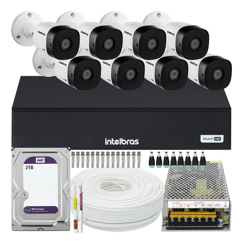 Kit Cftv Intelbras 8 Câmeras Vhd 1230 Full Hd 3008 2t Purple