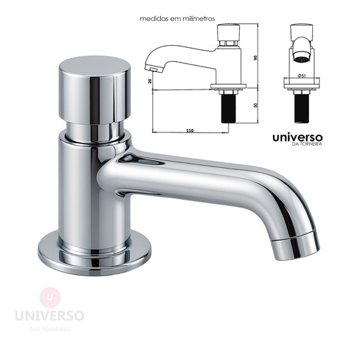 Torneira Automática 1193 Mesa Luxo Para Cuba 100% Metal Acabamento Brilhante Cor Prateado