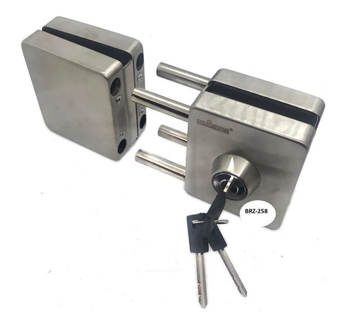 Imagen 2 de 5 de Cerrojo P/ Cristal Bronzen 258 Doble Vidrio Llave/ Perilla