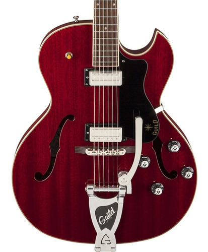 Guitarra eléctrica Guild Semi-hollow body Starfire iii hollow body de caoba cherry red poliuretano brillante con diapasón de ébano