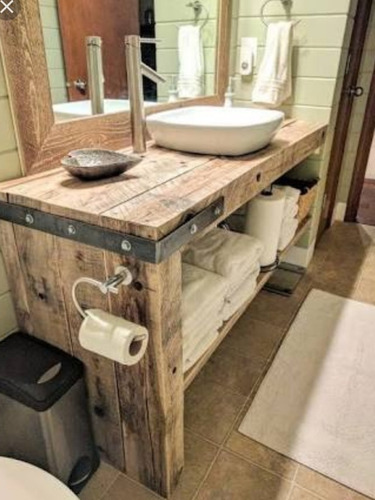 Imagen 3 de 10 de Muebles Para Bachas De Baño En Madera Rustica