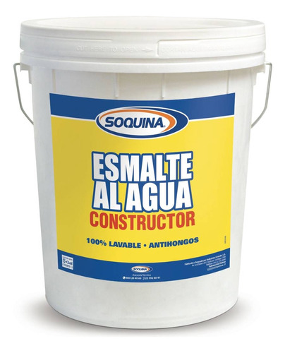 Esmalte Al Agua Soquina Antihongos Tineta 5 Galones Blanco Acabado Semibrillo