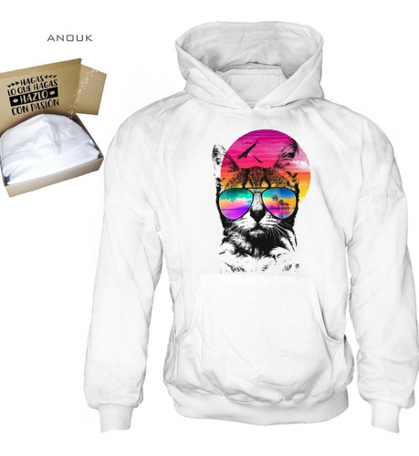 Imagen 5 de 10 de Buzo Hoodie Personalizado Saco Gato Play Estampado Unisex