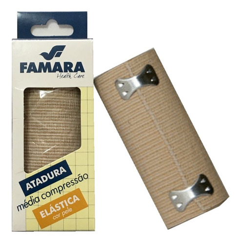 Atadura Elástica Média Compressão 15cm X 1,30m Bege Famara