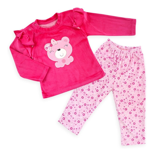 Imagen 1 de 3 de Conjunto De Plush Buzo Y Pantalón Bordado Osito Para Bebé