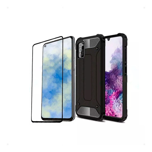 Combo Funda Armor + Vidrio 9d Para Samsung Galaxy A02s Otec