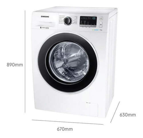 Lavarropas automático Samsung WW70J4463G inverter blanco 7kg 220 V