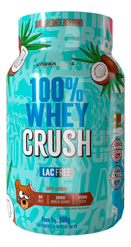 Whey Protein 100% Crush Coenzima Q10 Under Labz Zero Lactose Sabor Whey Crush Coco 900g